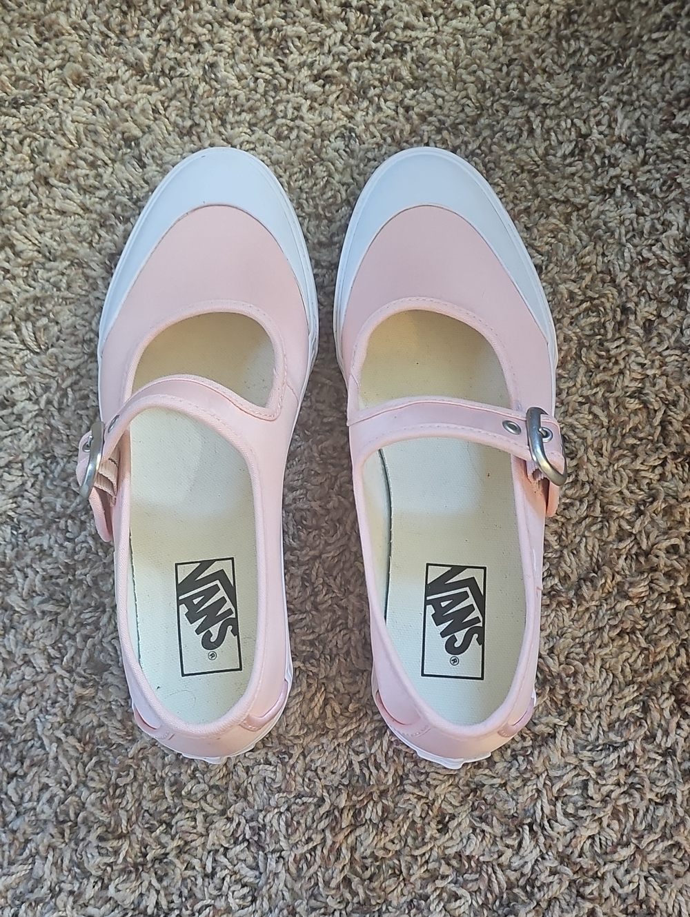 Vans Kids Pale Pink Mary-Jane Sneakers with White Toe